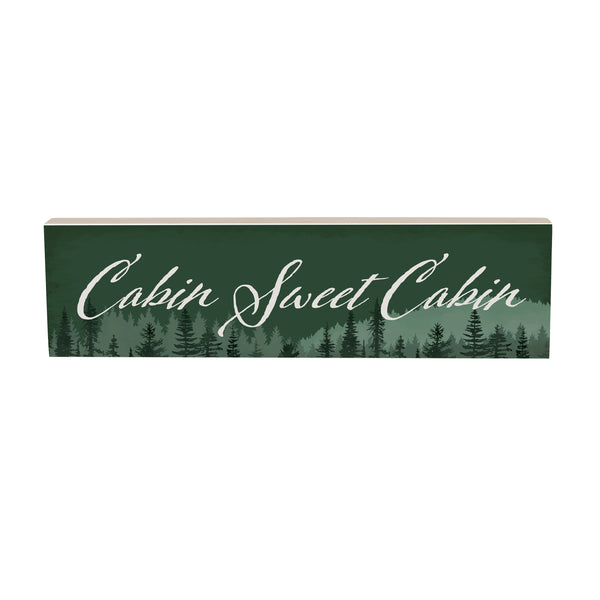 Plow & Hearth High Country Painting Wood Mantle Sign "Cabin Sweet Cabin" 18"x5"