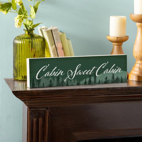 plow & hearth High Country Painting Wood Mantle Sign "Cabin Sweet Cabin" 18"x5"