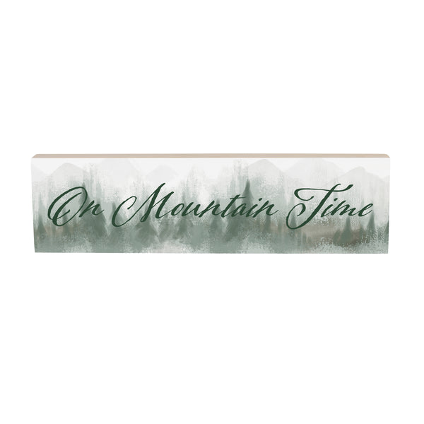 Plow & Hearth High Country Painting Wood Mantle Sign "On Mountain Time" 18"x5"