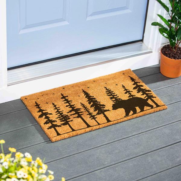 plow & hearth High Country Wilderness Coir Mat Bear 28"x16"