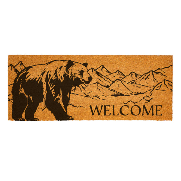 Plow & Hearth High Country Wilderness Coir Mat Bear "Welcome" 60"x24"