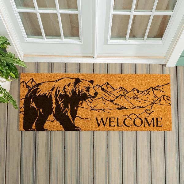 plow & hearth High Country Wilderness Coir Mat Bear "Welcome" 60"x24"