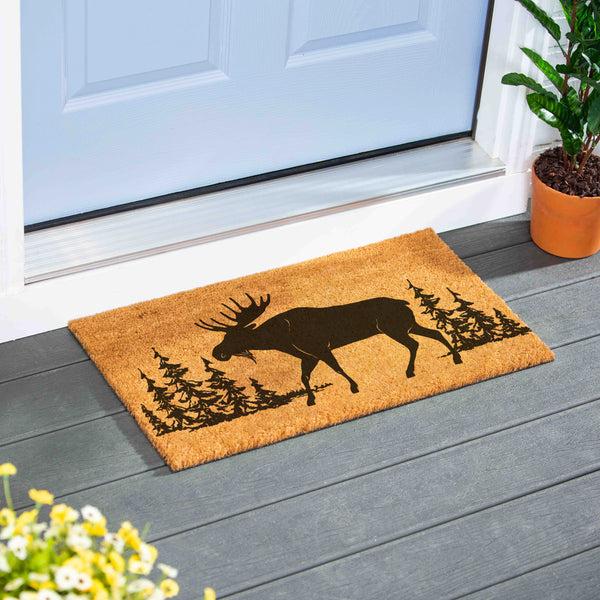 plow & hearth High Country Wilderness Coir Mat Moose 28"x16"