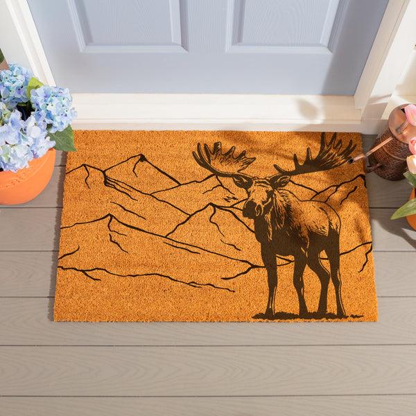 plow & hearth High Country Wilderness Coir Mat Moose 36"x24"
