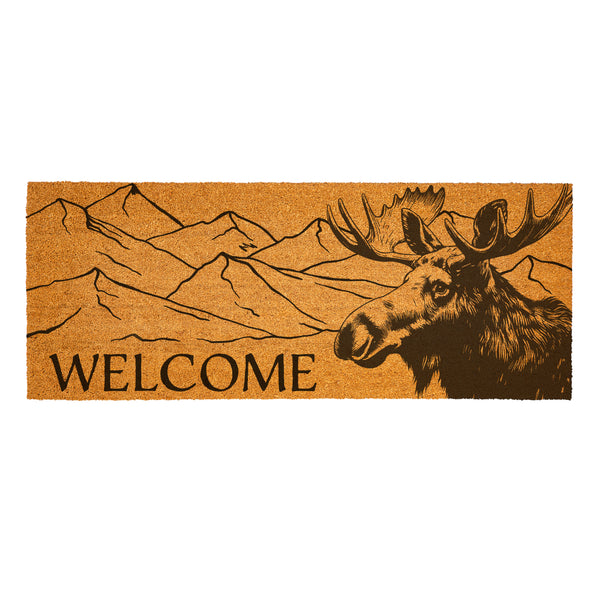 Plow & Hearth High Country Wilderness Coir Mat Moose "Welcome" 60"x24"