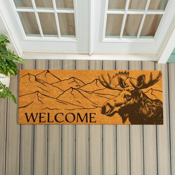 plow & hearth High Country Wilderness Coir Mat Moose "Welcome" 60"x24"