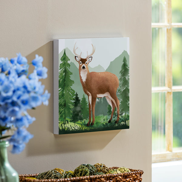 Plow & Hearth High Country Wilderness Indoor Wall Décor Wood Deer 12"x12"