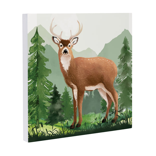 Plow & Hearth High Country Wilderness Indoor Wall Décor Wood Deer 12"x12"