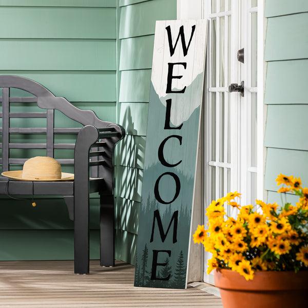 plow & hearth High Country Wilderness Porch Leaner "Welcome" 46"H