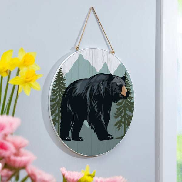 Plow & Hearth High Country Wilderness Wood Door Décor Bear 18"