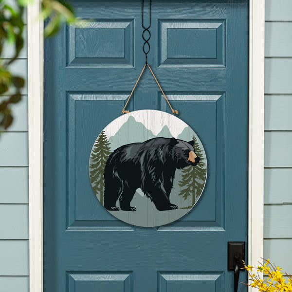 plow & hearth High Country Wilderness Wood Door Décor Bear 18"