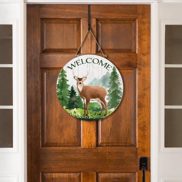 plow & hearth High Country Wilderness Wood Door Décor Deer 18"