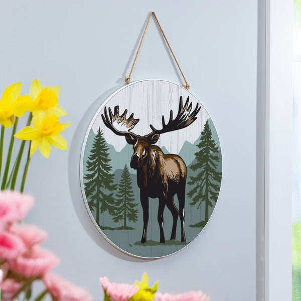 Plow & Hearth High Country Wilderness Wood Door Décor Moose 18"