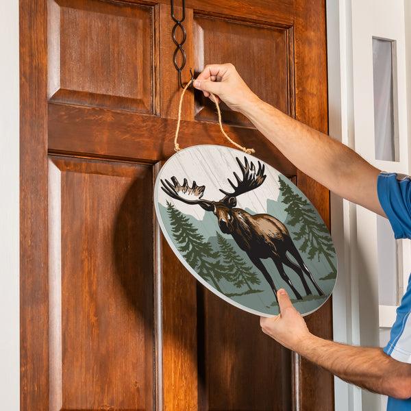 Plow & Hearth High Country Wilderness Wood Door Décor Moose 18"