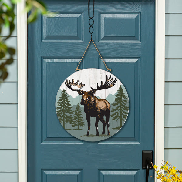 plow & hearth High Country Wilderness Wood Door Décor Moose 18"