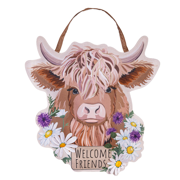 Plow & Hearth Highland Cow Welcome Friends Estate Door Decor