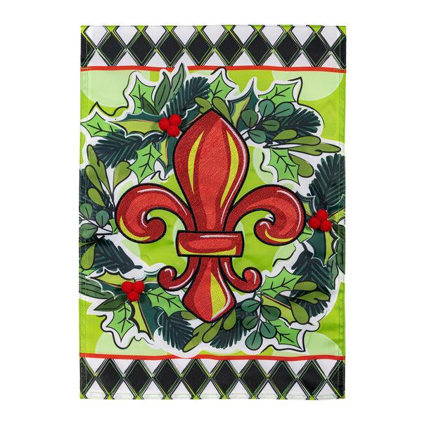 Plow & Hearth Holiday Fleur De Lis Applique Garden Flag