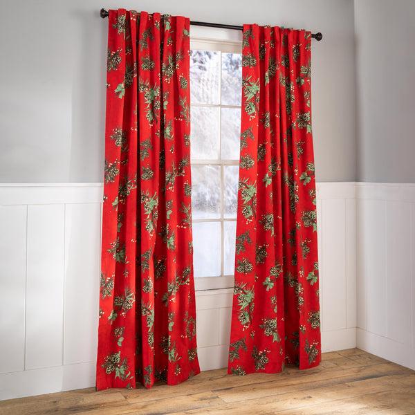 plow & hearth Holiday Peaceful Pine Curtains 84"L Pair Double Width