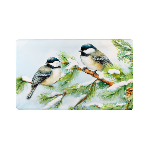 Plow & Hearth Holiday Poinsettia Chickadees Anti-Fatigue Mat 30"x18"