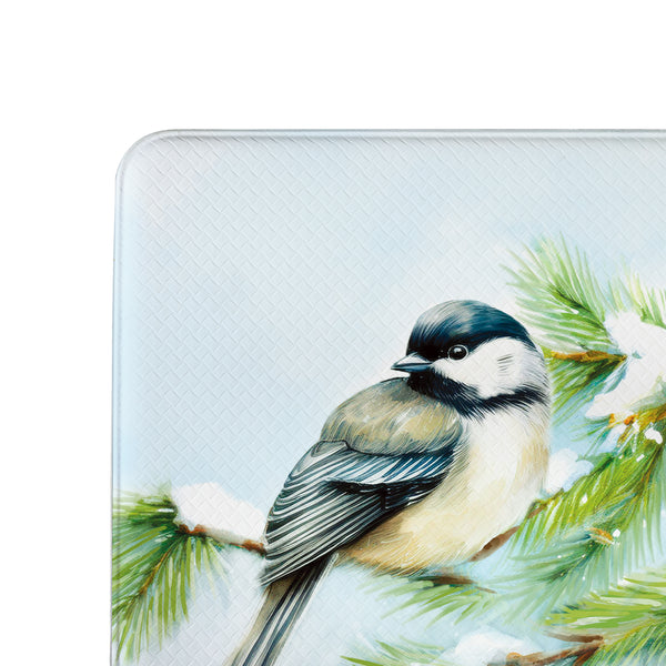 Plow & Hearth Holiday Poinsettia Chickadees Anti-Fatigue Mat 30"x18"