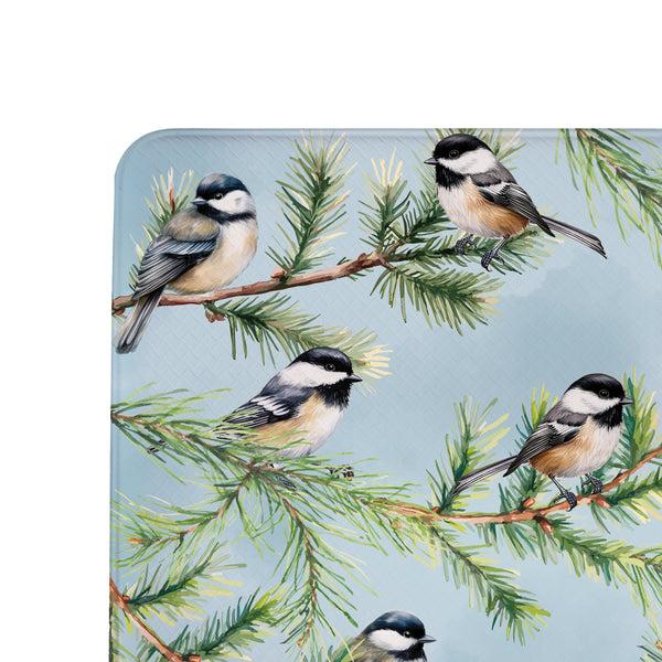 Plow & Hearth Holiday Poinsettia Chickadees Anti-Fatigue Mat 40"x20"