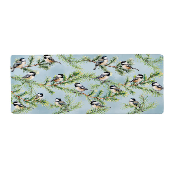 Plow & Hearth Holiday Poinsettia Chickadees Anti-Fatigue Mat 40"x20"