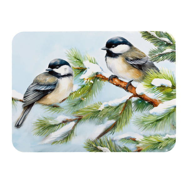 Plow & Hearth Holiday Poinsettia Chickadees Drying Mat 20"x15"