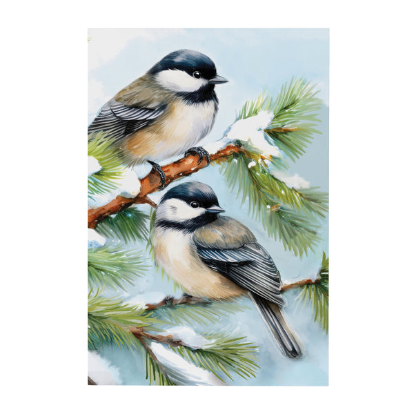 Plow & Hearth Holiday Poinsettia Chickadees Indoor Wall Décor 24"x16"