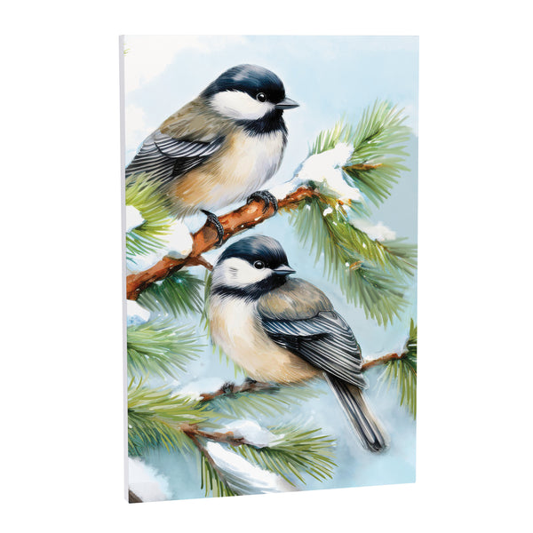 Plow & Hearth Holiday Poinsettia Chickadees Indoor Wall Décor 24"x16"