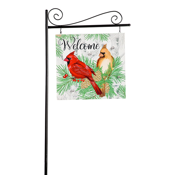 Plow & Hearth Holiday Poinsettia Garden Stake Solar Sign-sational Greeter Stake Winter Cardinal Couple 55"H
