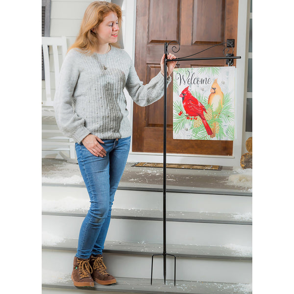 Plow & Hearth Holiday Poinsettia Garden Stake Solar Sign-sational Greeter Stake Winter Cardinal Couple 55"H