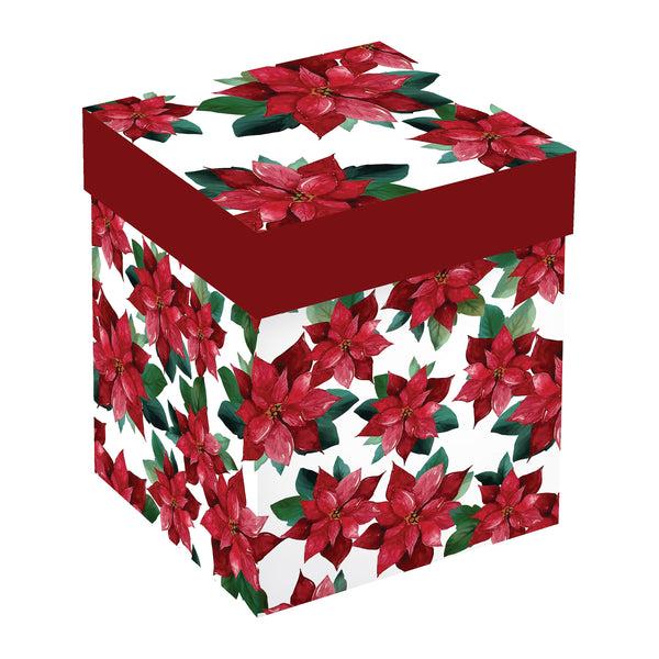 Plow & Hearth Holiday Poinsettia Wine Glass Stemless Glass Poinsettia Bliss 17oz Gift Box