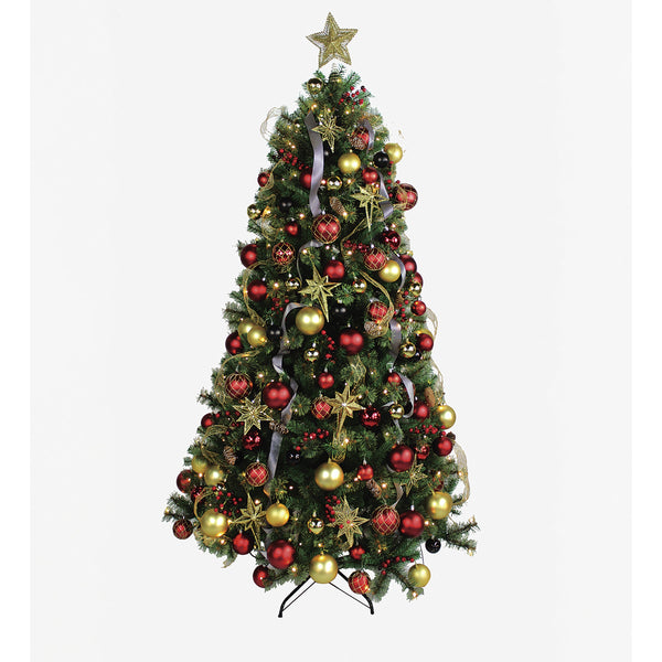 Plow & Hearth Holiday Traditions Complete Christmas Tree Kit With 250 Lights And 140 Decorations 7½'H