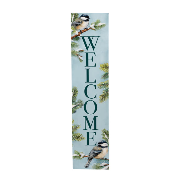 Plow & Hearth Holly Homestead Chickadee Bird Porch Leaner "Welcome" 46"H