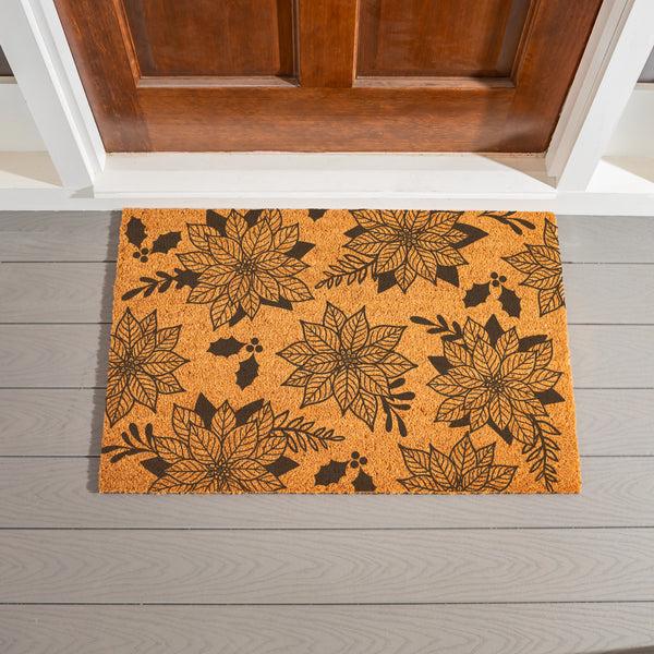 plow & hearth Holly Homestead Coir Mat Flower & Stripes Coir Mat 36"x24"