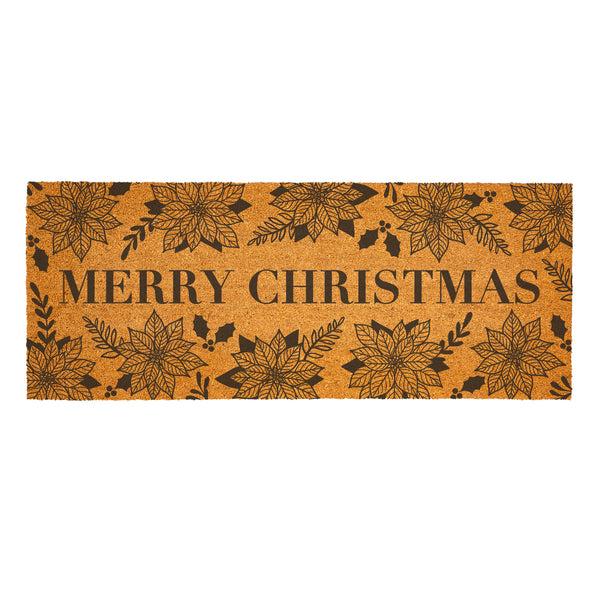 Plow & Hearth Holly Homestead Coir Mat "Merry Christmas" 60"x24"