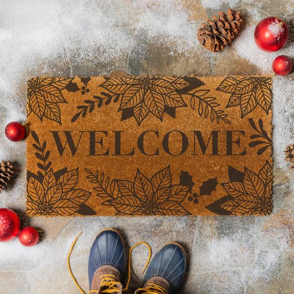 plow & hearth Holly Homestead Coir Mat "Welcome" 28"x16"