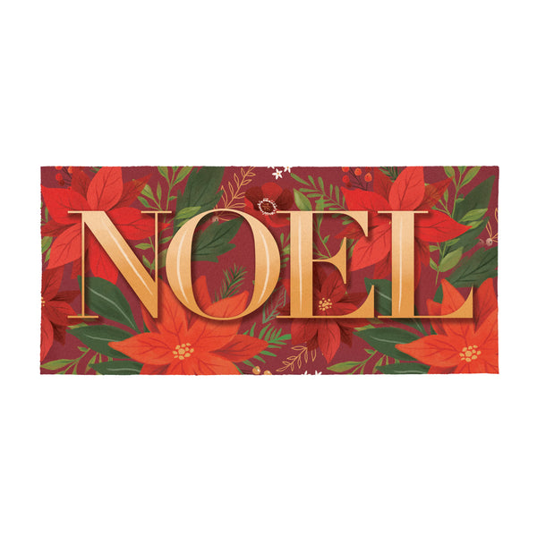Plow & Hearth Holly Homestead Flocked Coir Sassafras Switch Mat "Noel" 22"x10"