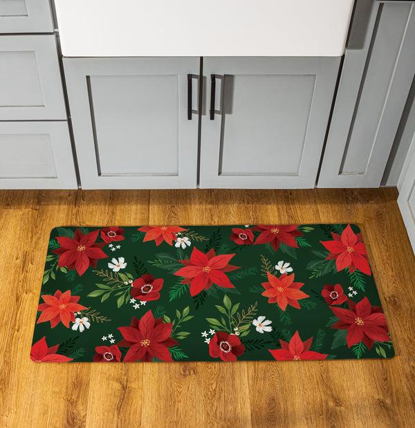 plow & hearth Holly Homestead Flower with Leaf Anti-Fatigue Mat 40"x20"