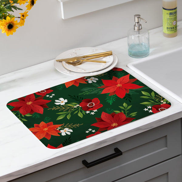 plow & hearth Holly Homestead Flower with Leaf Drying Mat 20"x15"