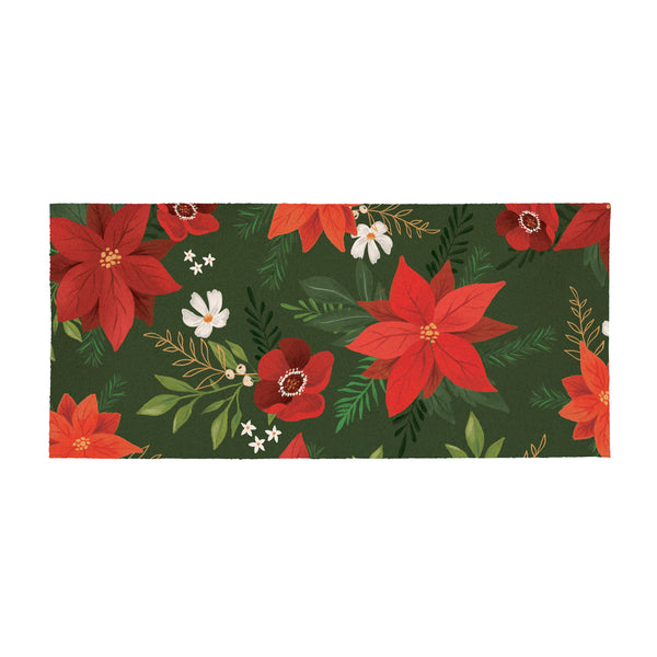 Plow & Hearth Holly Homestead Flower With Leaf Flocked Coir Sassafras Switch Mat 22"x10"