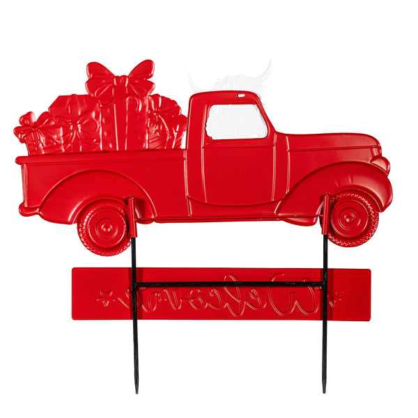 Plow & Hearth Holly Homestead Garden Stake Metal Garden Stake Highland Cow 23"H