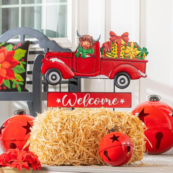 plow & hearth Holly Homestead Garden Stake Metal Garden Stake Highland Cow 23"H