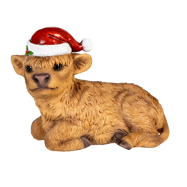 Plow & Hearth Holly Homestead Garden Statue Resin Statue Highland Cow 7.5"H