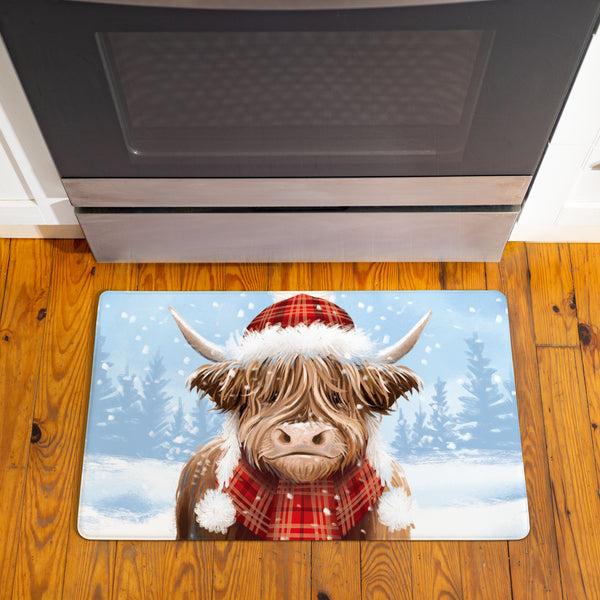 plow & hearth Holly Homestead Highland Cow Anti-Fatigue Mat 30"x18”