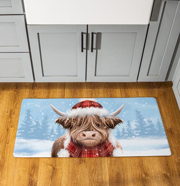 plow & hearth Holly Homestead Highland Cow Anti-Fatigue Mat 40"x20”