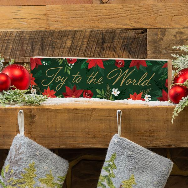 plow & hearth Holly Homestead Mantle Sign "Joy to the World" 18"x5"