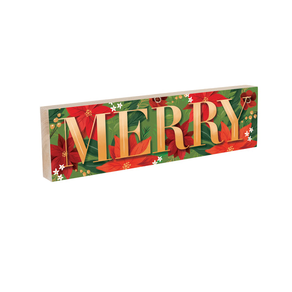 Plow & Hearth Holly Homestead Mantle Sign "Merry" 18"x5"
