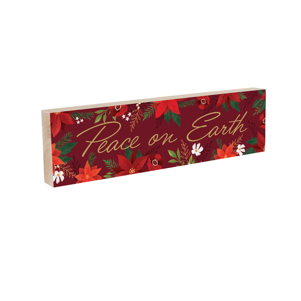 Plow & Hearth Holly Homestead Mantle Sign "Peace On Earth" 18"x5"