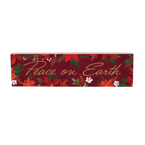Plow & Hearth Holly Homestead Mantle Sign "Peace On Earth" 18"x5"